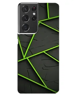 Чехол для Samsung Galaxy S21 ultra с картинкой «Зеленые геометрические линии»