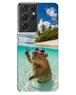 Чехол для Samsung Galaxy S21 ultra с картинкой «Капибара на море» Чехол для Samsung Galaxy S21 ultra с картинкой «Капибара на море»