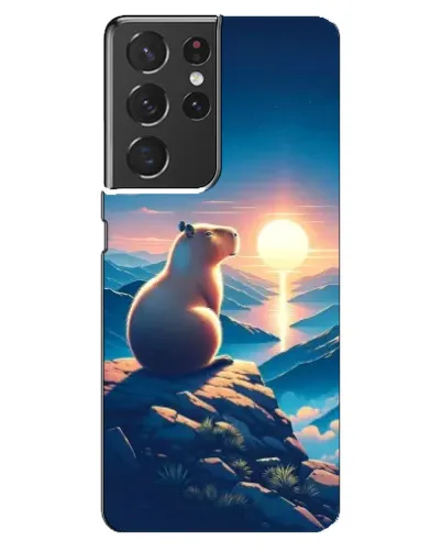 Чехол для Samsung Galaxy S21 ultra с картинкой «Закат солнца с капибарой»