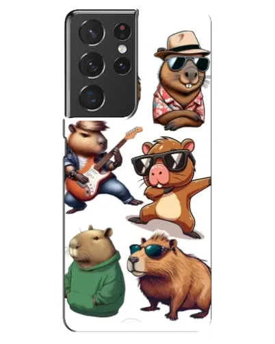 Чехол для Samsung Galaxy S21 ultra с картинкой «Крутые капибары музыканты»