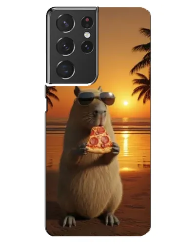 Чехол для Samsung Galaxy S21 ultra с картинкой «Капибара с пиццей»