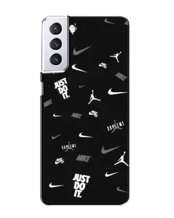 Чехол для Samsung Galaxy S21 с картинкой «Nike Black Pattern»