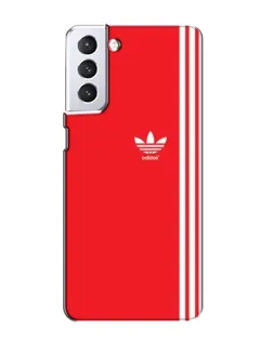 Чехол для Samsung Galaxy S21 с картинкой «Красный минимализм Adidas»