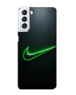 Чехол для Samsung Galaxy S21 с картинкой «Неоновый контур Nike»