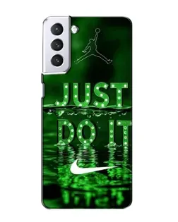 Чехол для Samsung Galaxy S21 с картинкой «Зеленый неоновый Nike»