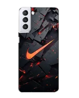 Чехол для Samsung Galaxy S21 с картинкой «Nike — эффект разломов»