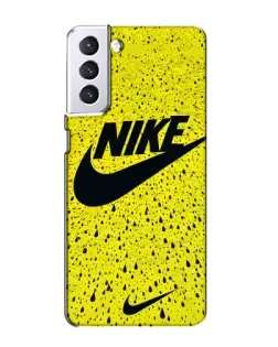 Чехол для Samsung Galaxy S21 с картинкой «Желтый текстурный Nike»