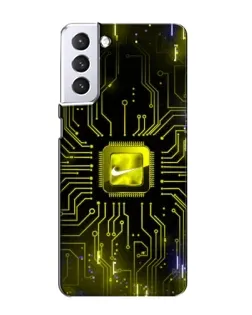 Чехол для Samsung Galaxy S21 с картинкой «Nike — золотая искра»