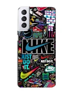 Чохол для Samsung Galaxy S21 з картинкою «Яскравий колаж Nike»
