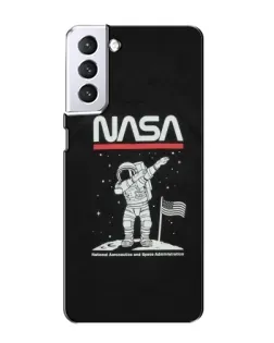 Чехол для Samsung Galaxy S21 с картинкой «NASA — шагаем по Луне»