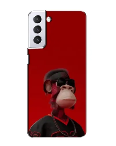 Чехол для Samsung Galaxy S21 с картинкой «Bored Ape в красном»