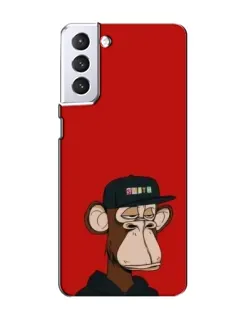 Чехол для Samsung Galaxy S21 с картинкой «Bored Ape — красный фон»