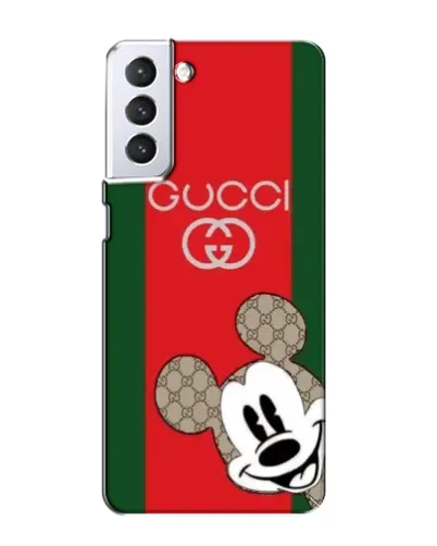 Чехол для Samsung Galaxy S21 с картинкой «Gucci — полосы и Микки»