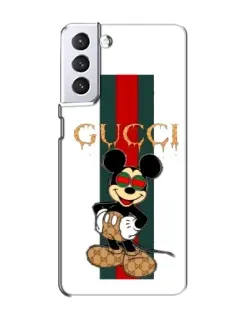 Чехол для Samsung Galaxy S21 с картинкой «Микки Маус Gucci — полосы»