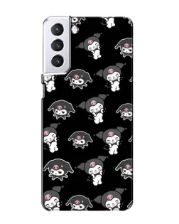 Чехол для Samsung Galaxy S21 с картинкой «Черный паттерн Kuromi»