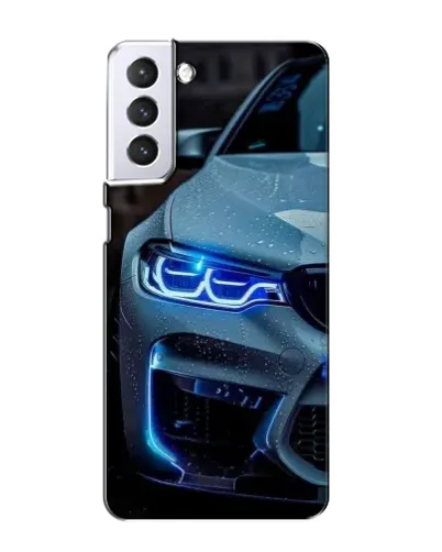 Чехол для Samsung Galaxy S21 с картинкой «Взгляд BMW с синими фарами» Чехол для Samsung Galaxy S21 с картинкой «Взгляд BMW с синими фарами»