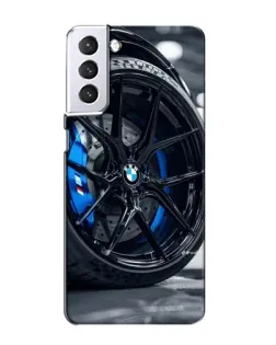 Чехол для Samsung Galaxy S21 с картинкой «Колесо BMW вблизи»