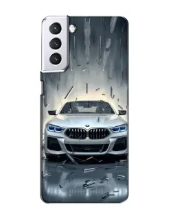 Чехол для Samsung Galaxy S21 с картинкой «BMW в свете фар»