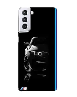 Чехол для Samsung Galaxy S21 с картинкой «Силуэт BMW в темноте»