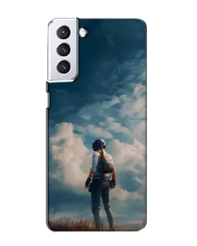 Чехол для Samsung Galaxy S21 с картинкой «Герой PUBG на скале»