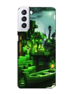 Чехол для Samsung Galaxy S21 с картинкой «Minecraft лесной пейзаж»