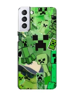 Чехол для Samsung Galaxy S21 с картинкой «Криперы Minecraft»