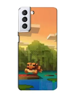 Чехол для Samsung Galaxy S21 с картинкой «Майнкрафт закат солнца»