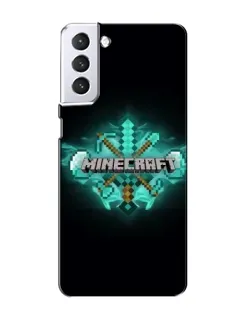 Чехол для Samsung Galaxy S21 с картинкой «Minecraft Diamond лого»