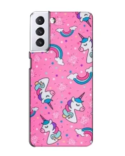 Чехол для Samsung Galaxy S21 с картинкой «Unicorn паттерн розовый»
