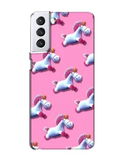Чехол для Samsung Galaxy S21 с картинкой «Единороги на розовом»