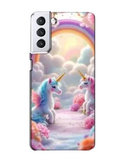 Чехол для Samsung Galaxy S21 с картинкой «Радуга и единороги»