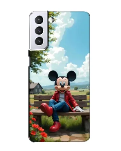 Чехол для Samsung Galaxy S21 с картинкой «Микки на скамейке»