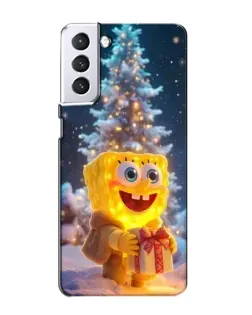 Чехол для Samsung Galaxy S21 с картинкой «Рождественский Спанч Боб»