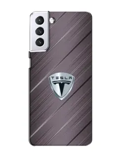 Чехол для Samsung Galaxy S21 с картинкой «Металлическая текстура Tesla»