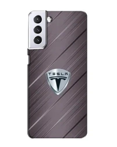 Чехол для Samsung Galaxy S21 с картинкой «Металлическая текстура Tesla»