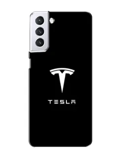 Чехол для Samsung Galaxy S21 с картинкой «Tesla White Logo»