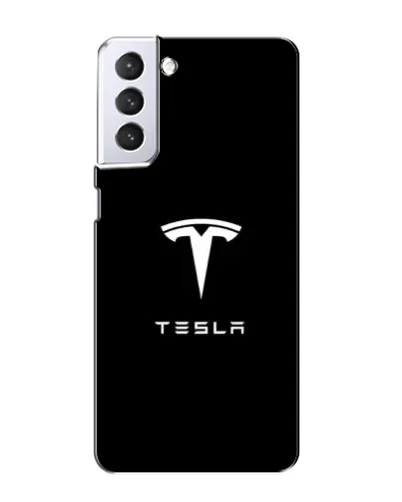 Чехол для Samsung Galaxy S21 с картинкой «Tesla White Logo»