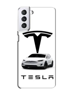 Чехол для Samsung Galaxy S21 с картинкой «Tesla White Style»