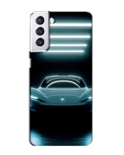 Чехол для Samsung Galaxy S21 с картинкой «Tesla в неоне»