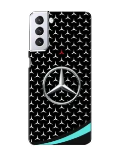 Чехол для Samsung Galaxy S21 с картинкой «Mercedes — бирюзовый акцент»