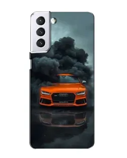 Чехол для Samsung Galaxy S21 с картинкой «Audi в облаках дыма»