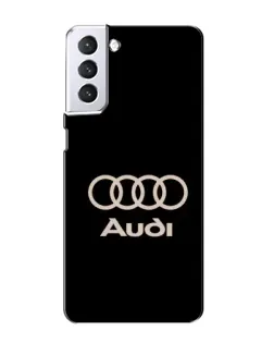 Чехол для Samsung Galaxy S21 с картинкой «Audi — золотой логотип»
