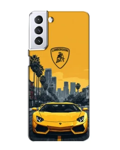 Чехол для Samsung Galaxy S21 с картинкой «Желтый Lamborghini город»