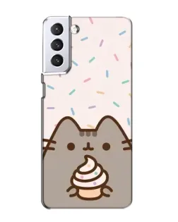 Чехол для Samsung Galaxy S21 с картинкой «Пушин с кексом»