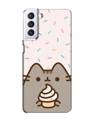 Чехол для Samsung Galaxy S21 с картинкой «Пушин с кексом»