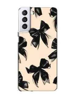 Чехол для Samsung Galaxy S21 с картинкой «Паттерн черные банты»