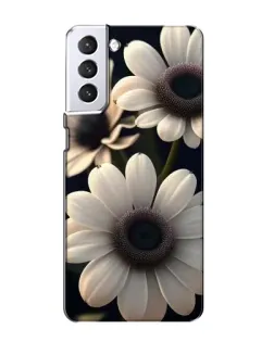 Чехол для Samsung Galaxy S21 с картинкой «Белые маргаритки макро»