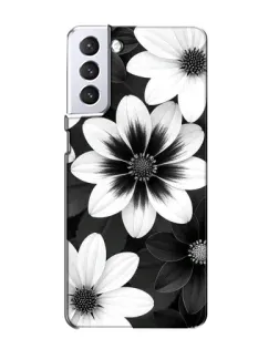 Чехол для Samsung Galaxy S21 с картинкой «Монохромные астры»
