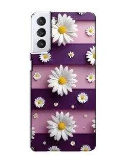 Чехол для Samsung Galaxy S21 с картинкой «Ромашки на фиолетовом»
