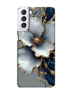 Чохол для Samsung Galaxy S21 з картинкою «Біла квітка та золотий флюїд»